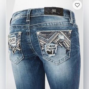 Miss Me Signature Straight Embellished Blue Denim Jeans